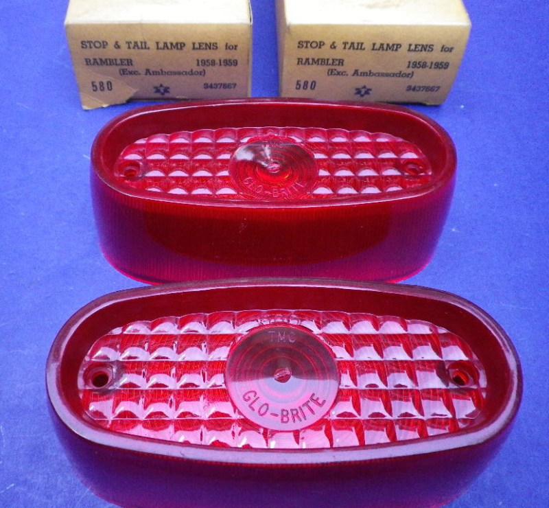 Nos 58 1958 59 1959 rambler tail light lens lamp lenses nors pr exc ambassador