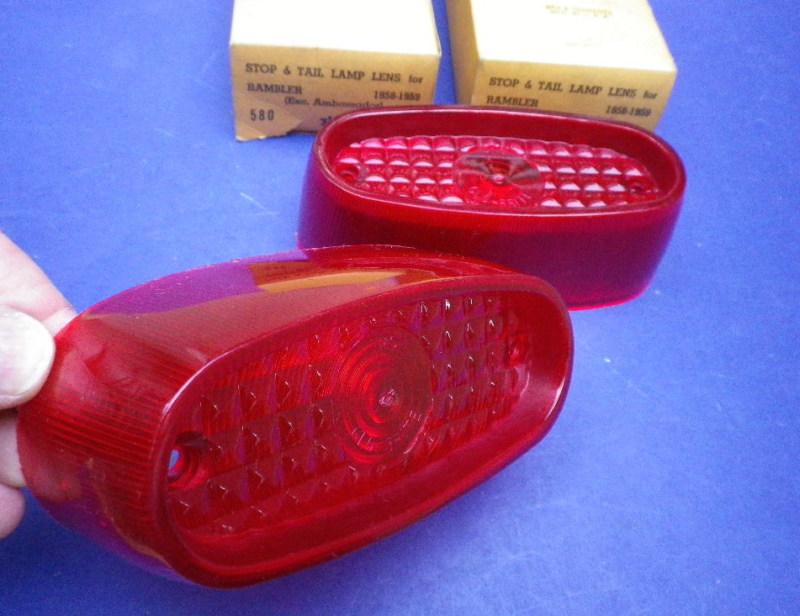 NOS 58 1958 59 1959 RAMBLER TAIL LIGHT LENS LAMP LENSES NORS Pr EXC AMBASSADOR, US $50.00, image 2