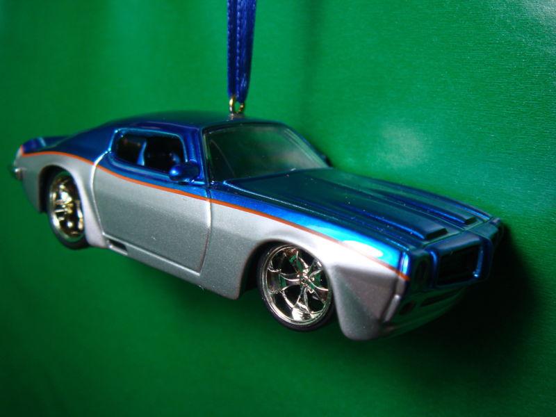 1970 '70 pontiac firebird blue / silver christmas tree ornament