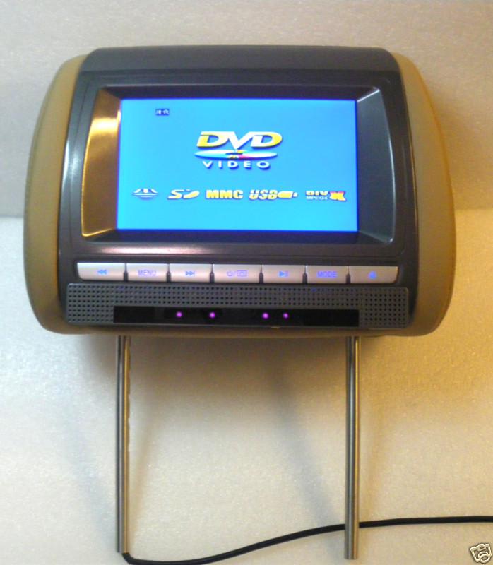 7" headrest dvd monitor built-in ir & fm modulator sd aux one wireless headphone