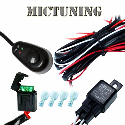 Mictuning led light bar wiring harness off road 40 amp relay on-off switch 2 leg