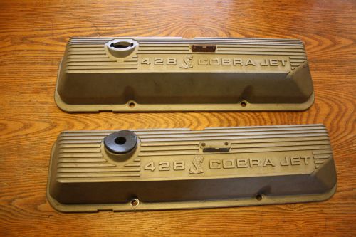 1969 70  428 cobra jet valve covers snake finned aluminum 428 scj mach shelby