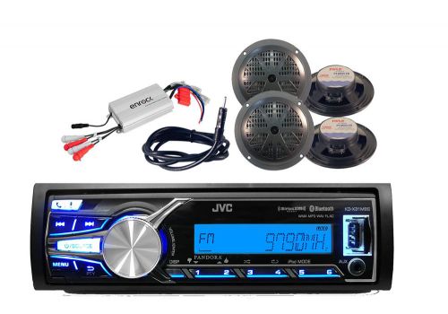 Jvc marine bluetooth mp3 aux usb iphone radio,4 black speakers,antenna, 800w amp