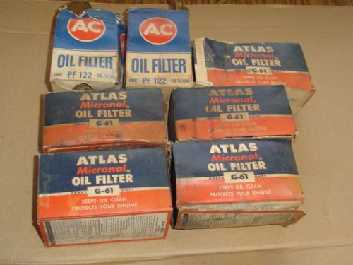 Lot of 7 vintage era oil filters atlas g-61 ac pf122 cadillac 1957-58 buick 1953