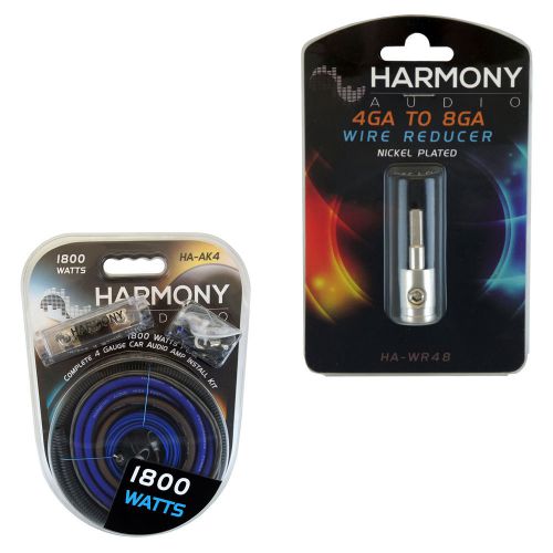 Harmony audio ha-ak4 car 4 gauge 1800w amp amplifier install kit wire reducer