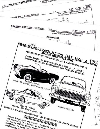 1957 1958 1959 1960 1961 fiat 1200 fiat 1500 body parts crash sheets mf re 7p