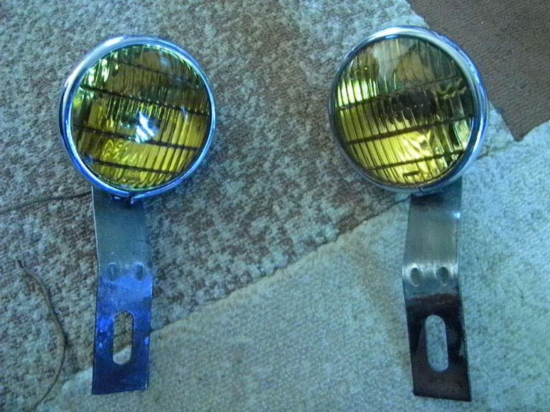 1930s,1940s 1950s oem fog lights with original mounts,chrome/amber