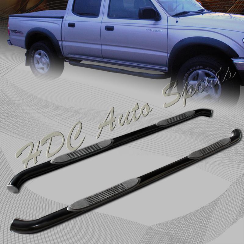 2005-2008 toyota tacoma double crew cab black stainless steel nerf side step bar