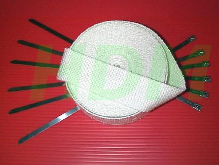 White 50ft roll fiberglass exhaust racing header pipe wrap tape kit w/ 6 ss ties