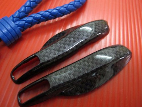 2p cf bk key remote fob cover case trim + blue pu key chain for porsche panamera