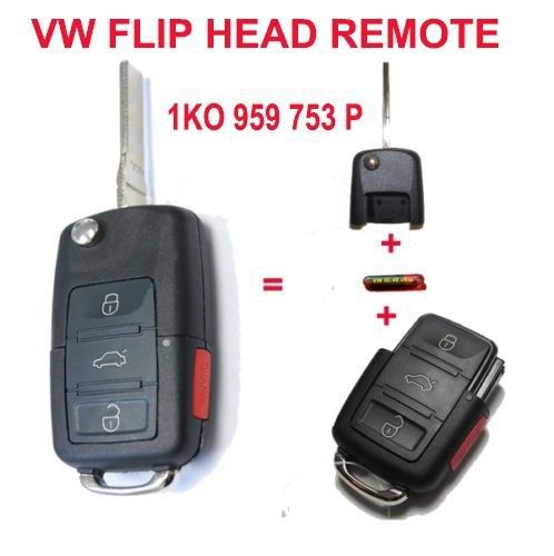 1k0 959 753 p folding key keyless entry remote transmitter for vw golf gti 3+1b