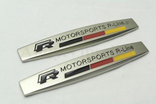 2pcs r motor sporst rline car side front pale golden metal sticker badge emblems