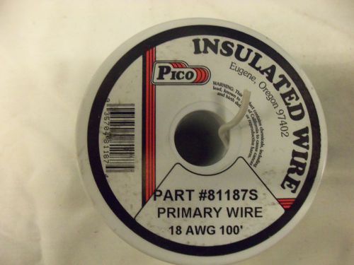 White primary wire, insulated.  18 awg. 100 feet.
