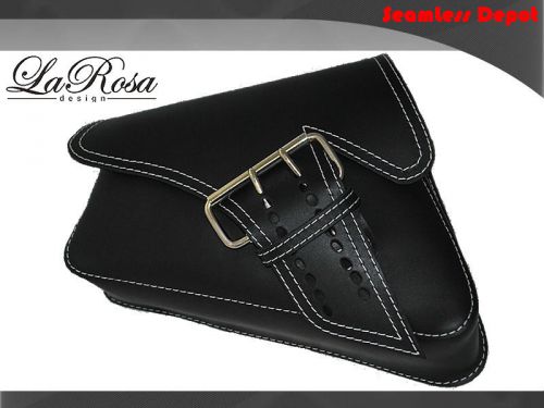 Larosa black leather white thread side strap harley sportster xl left saddlebag