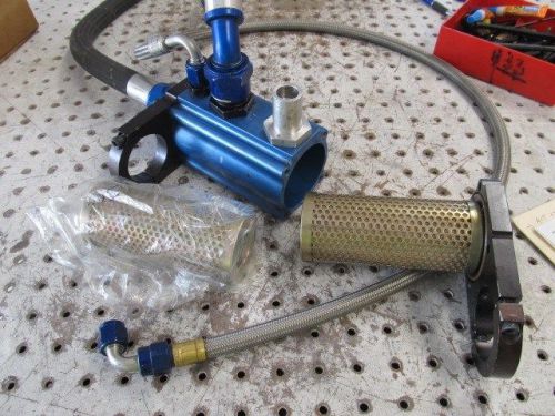 Bhr aluminum remote oil filter mount with lines x 2 new 45 mic filters x 2 mount