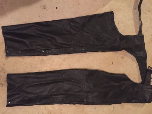 Mega force premium leather biker chaps, 2xl 32-34 length
