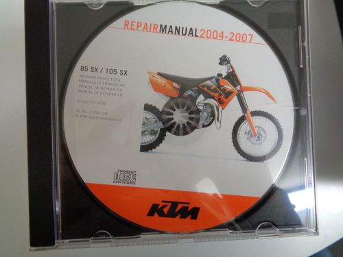 2004-2007 ktm 85 sx/ 105 sx  motorcycle repair service shop manual new disc