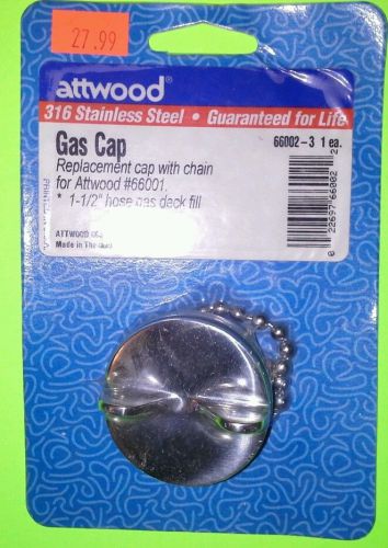 Attwood stainless steel gas cap with chain 66002-1  1-1/2&#034;