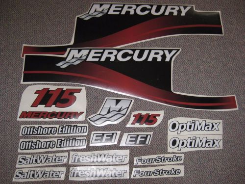 Mercury 115 outboard hp efi optimax four stroke saltwater series decal kit (red)