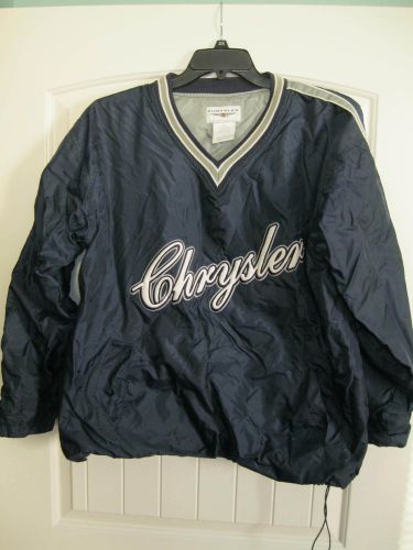 Chrysler insulated blue &amp; silver pull-over men's large pull strings pockets nice