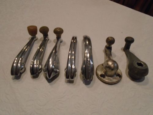 Lot of 7 vintage door handles, window cranks ford, chevy, dodge