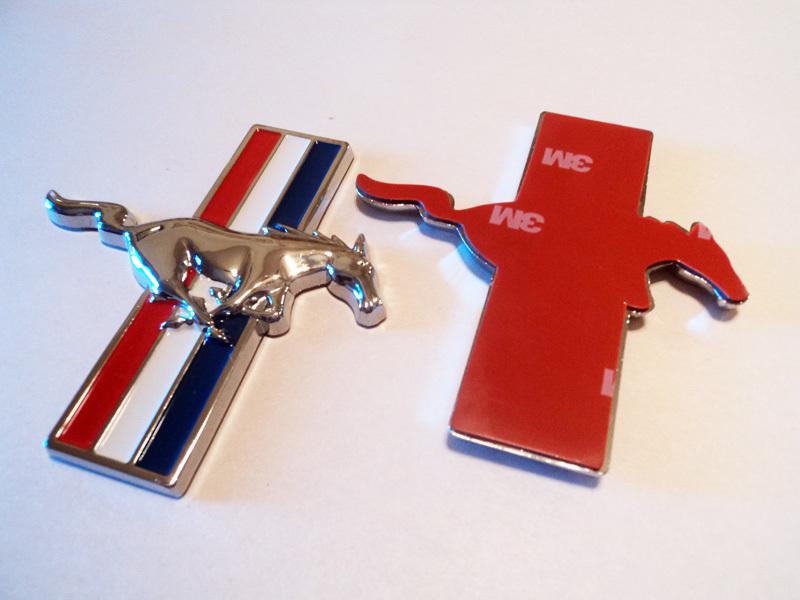 1965-2011 MUSTANG RUNNING HORSE FENDER EMBLEMS TRI BAR PONY STICK ON PAIR, US $19.99, image 2