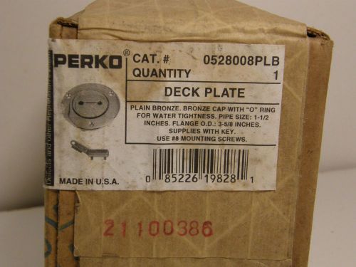 New perko bronze deck plate + fill cap for 1-1/2&#034; pipe marine boat - incl key