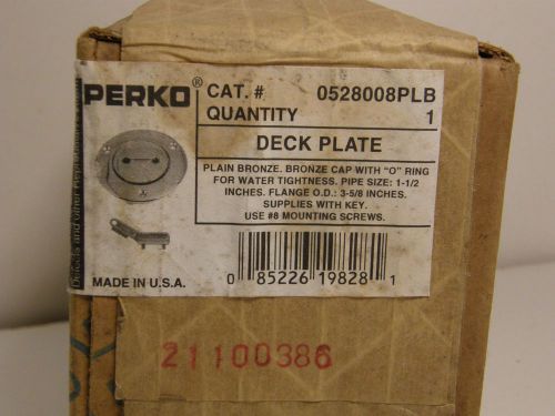 New perko bronze deck plate + fill cap for 1-1/2" pipe marine boat - incl key