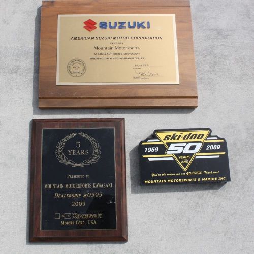 Ski-doo, kawasaki,suzuki, dealer display plaques