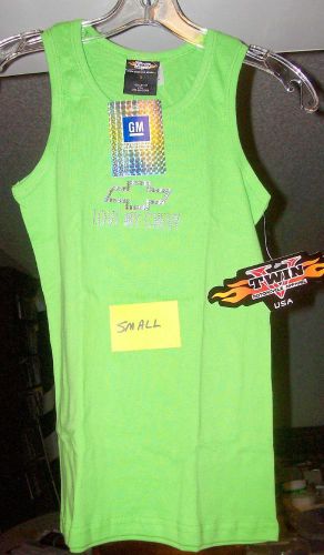 Green small  'love my chevy' rhinestone womens tanktop new!!