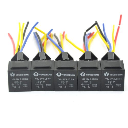 5 pack 30/40 amp relay harness spdt 12v bosch style
