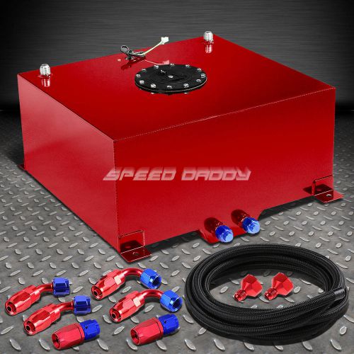 15.5 gallon red aluminum fuel cell gas tank+cap+level sender+nylon fuel line kit