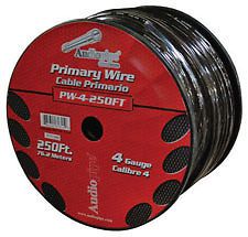 Power wire 4ga 250' black audiopipe pw4bk wire