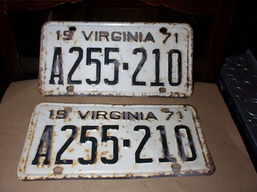 Antique vintage 1971 59 63 64  72 66 58 va virginia license plates car truck