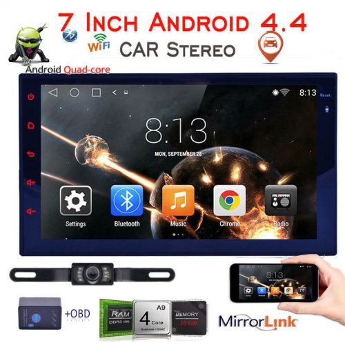 Android 4.4 car bt gps navigation radio stereo 2din head unit wifi + camera obd2