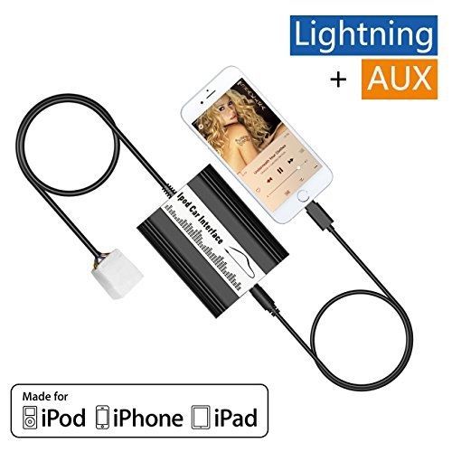 Apps2car auto ipod iphone ipad lightning 8 pin &amp; aux 3.5mm jack input adapter