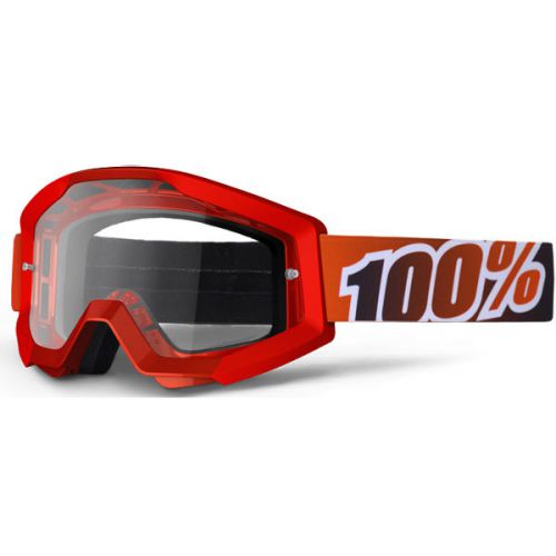 New 100% adult mens mx atv moto-x race fire red strata goggles with clear lens