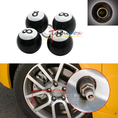 (4) black no.8 style tire wheel valve dust caps auto wheel valve caps air dust