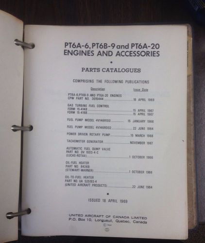 Pratt and whitney pt-6a-6 , pt-6b-9 &amp; pt6a-20  parts manual