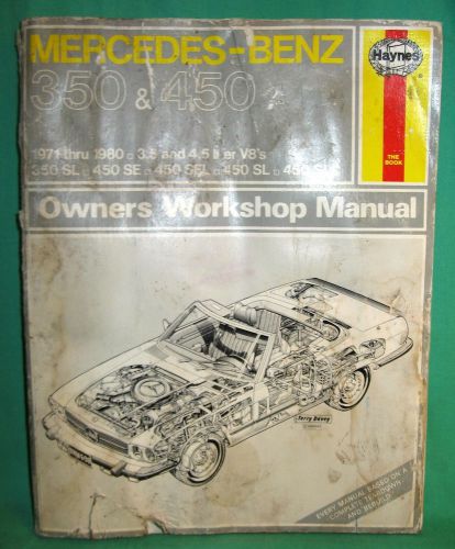 Haynes mercedes-benz owners workshop manual 350 450 slc sel 1971-1980 3.5 4.5 v8