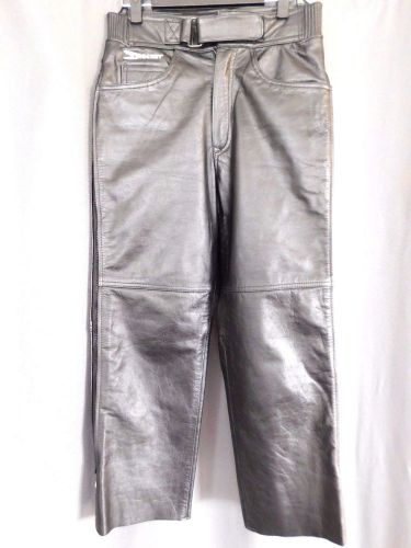 Joe rocket black leather motorcycle riding pants w/side zips - waist 28&#034; - small
