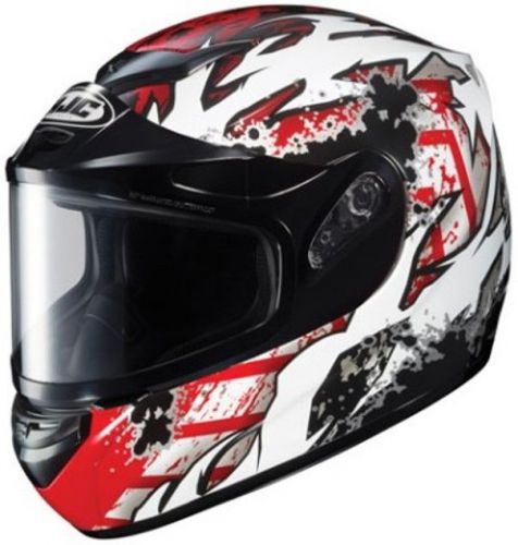 Hjc cs-r2 skarr graphic red snow helmet dual lens size xxl