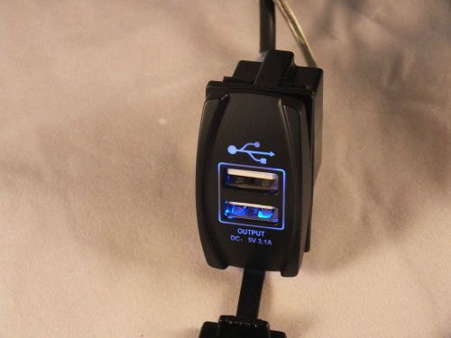 Double usb socket fits arb carling size cutout 3.1 amp 5v 12v blue led backlight