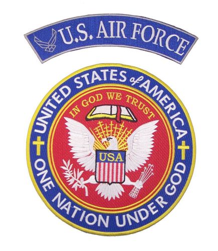 Us air force rocker patches set one nation under god motorcycle jacket vest