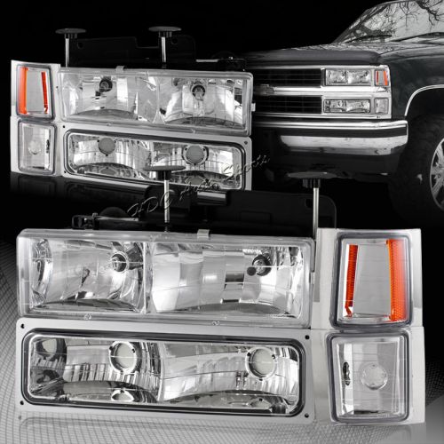 For 1994-1998 chevy silverado c10 clear lens headlights+bumper+corner lamps 8pcs