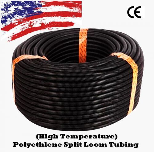 100 ft. 1/4&#034; split wire loom conduit polyethylene tubing car audio installation
