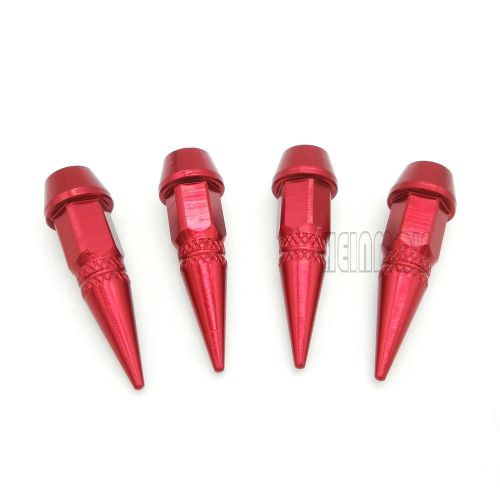 4* red long spiked valve stem caps metal thread kit/set rim/wheels/tire