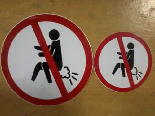 2 do not fart signs big &amp; small nonreflective light round sticker  free shipping