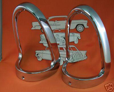 1955 chevy chrome taillight bezels made in usa belair sedan nomad new wagon conv