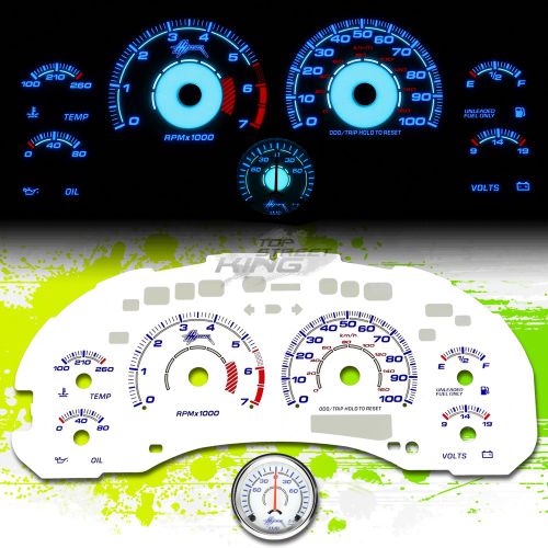 Reverse indiglo glow gauge white dash for 00-03 chevy s10 sonoma 2.2l manual mt